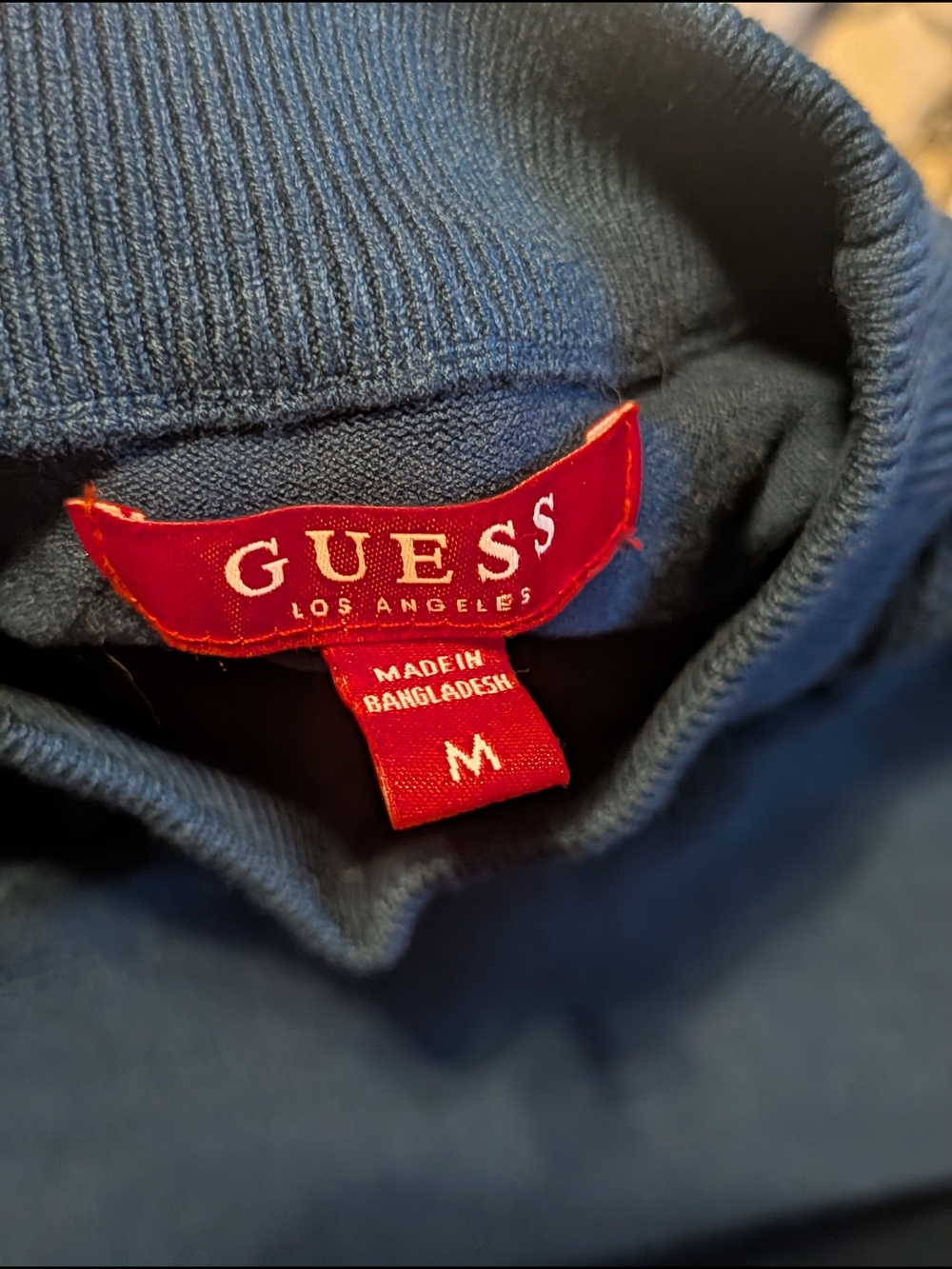 GUESS Embroidered Logo Knit Sweater in Dark Teal - Picture 5 of 6
